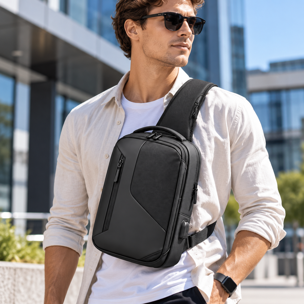 Men's Tech Sling Bag with USB Charging Port