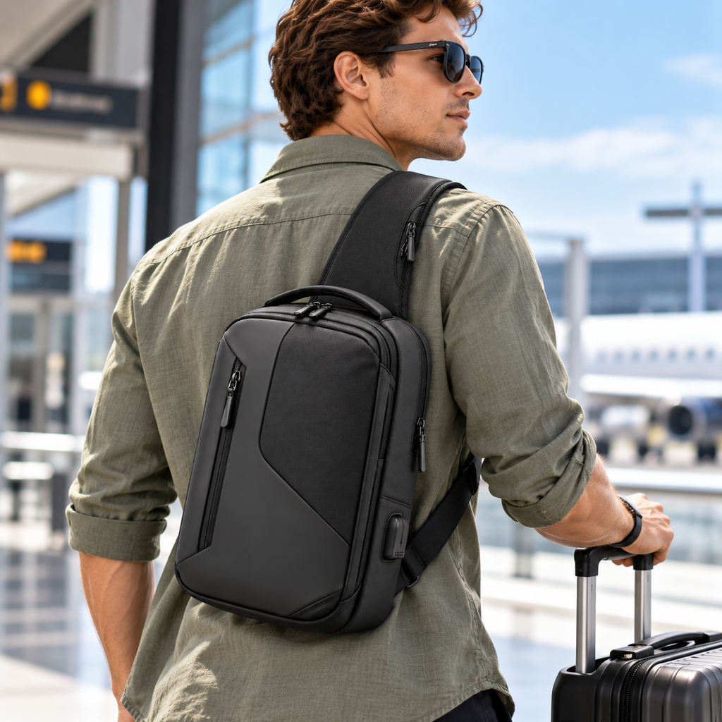 Men's Tech Sling Bag with USB Charging Port