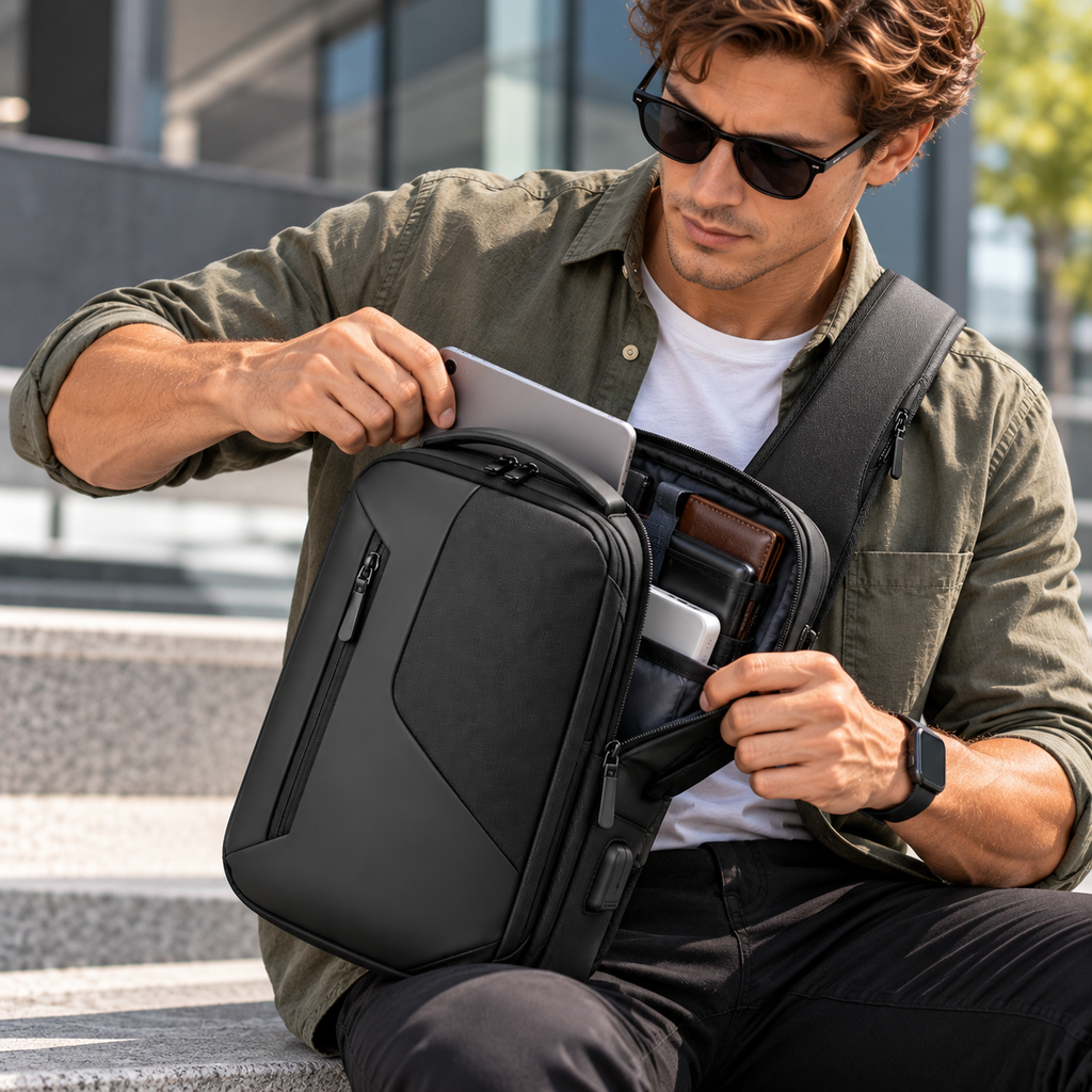 Men's Tech Sling Bag with USB Charging Port
